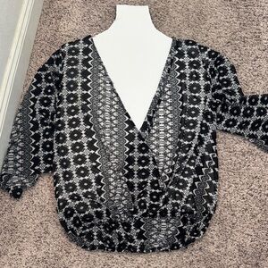 True Destiny Black and White Patterned Blouse